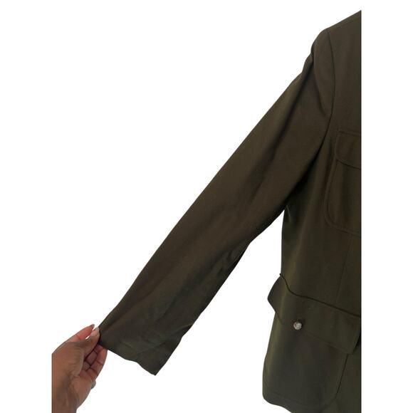Lauren Ralph Lauren Green Wool Blend Preppy Academia Equestrian Blazer Size 12 - Picture 7 of 14